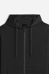 FELPA FULL ZIP CON CAPPUCCIO BASIC NERO